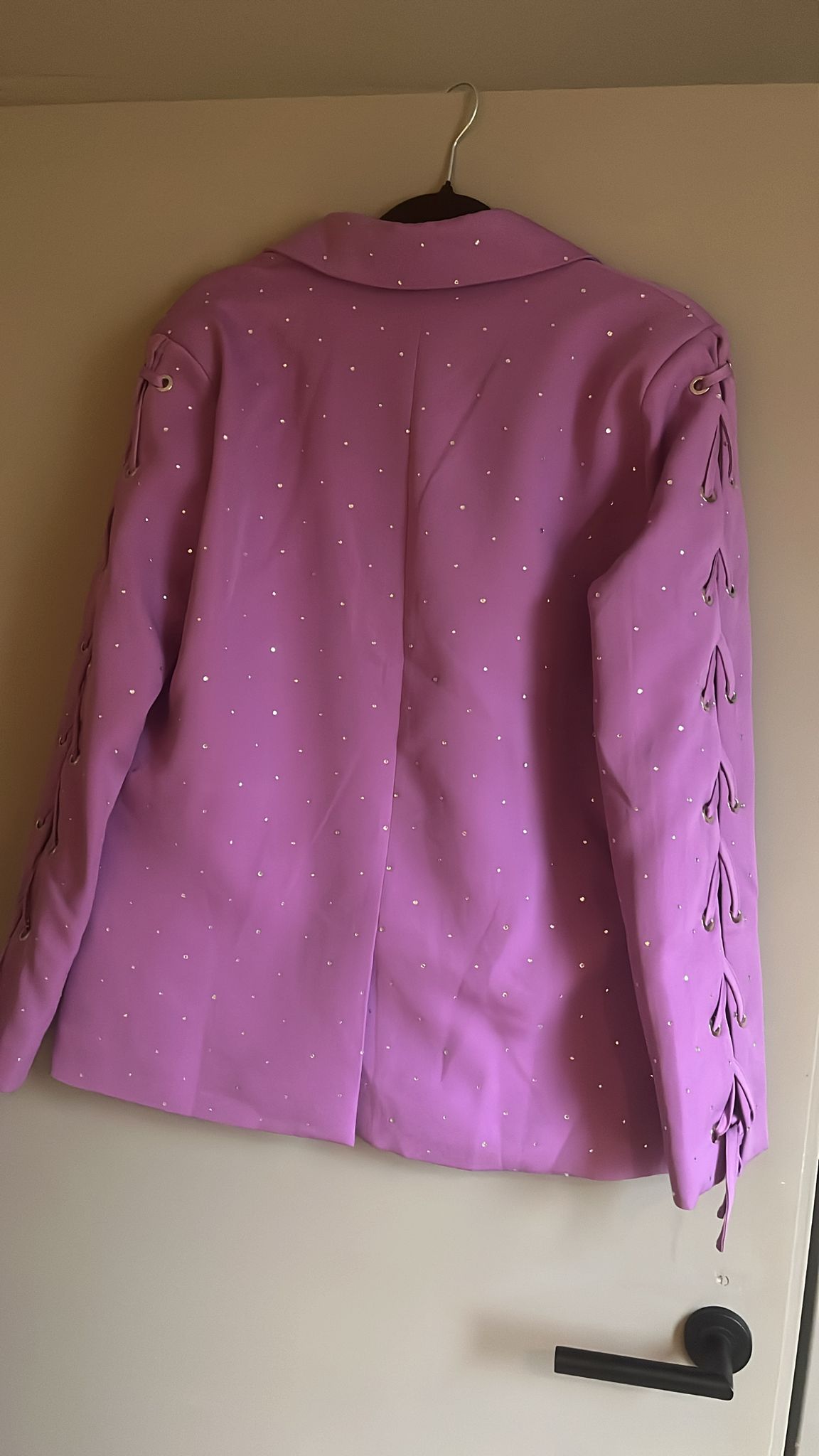 Purple Statement Blazer – Sparkle & Lace-up