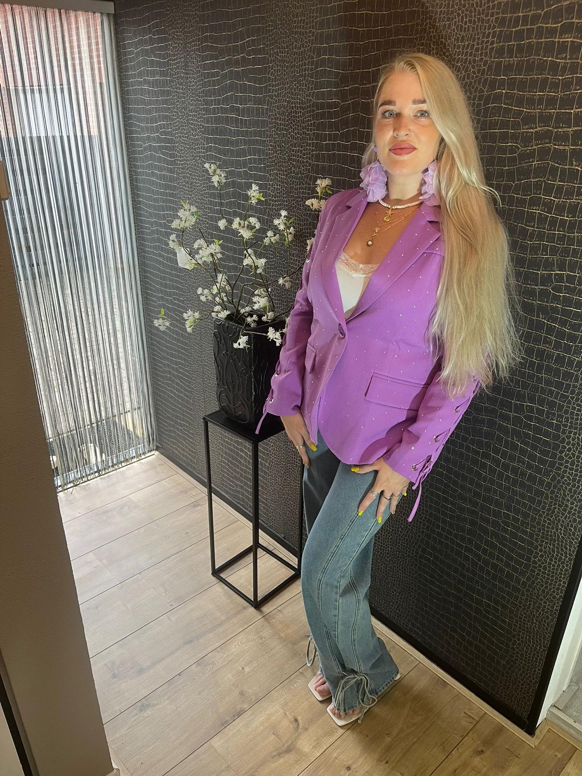 Purple Statement Blazer – Sparkle & Lace-up