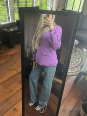 Purple Statement Blazer – Sparkle & Lace-up