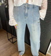 Double Seam Wide Leg Jeans – Trendy &Comfort