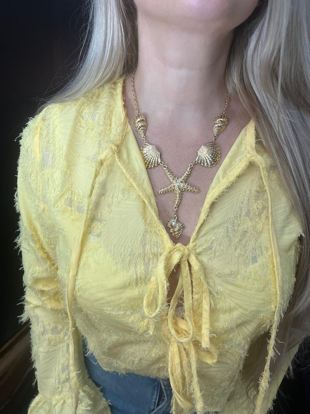 Romantic Yellow Tie Blouse – Elegant & Playful