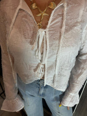 Romantic White Tie Blouse – Elegant & Playful