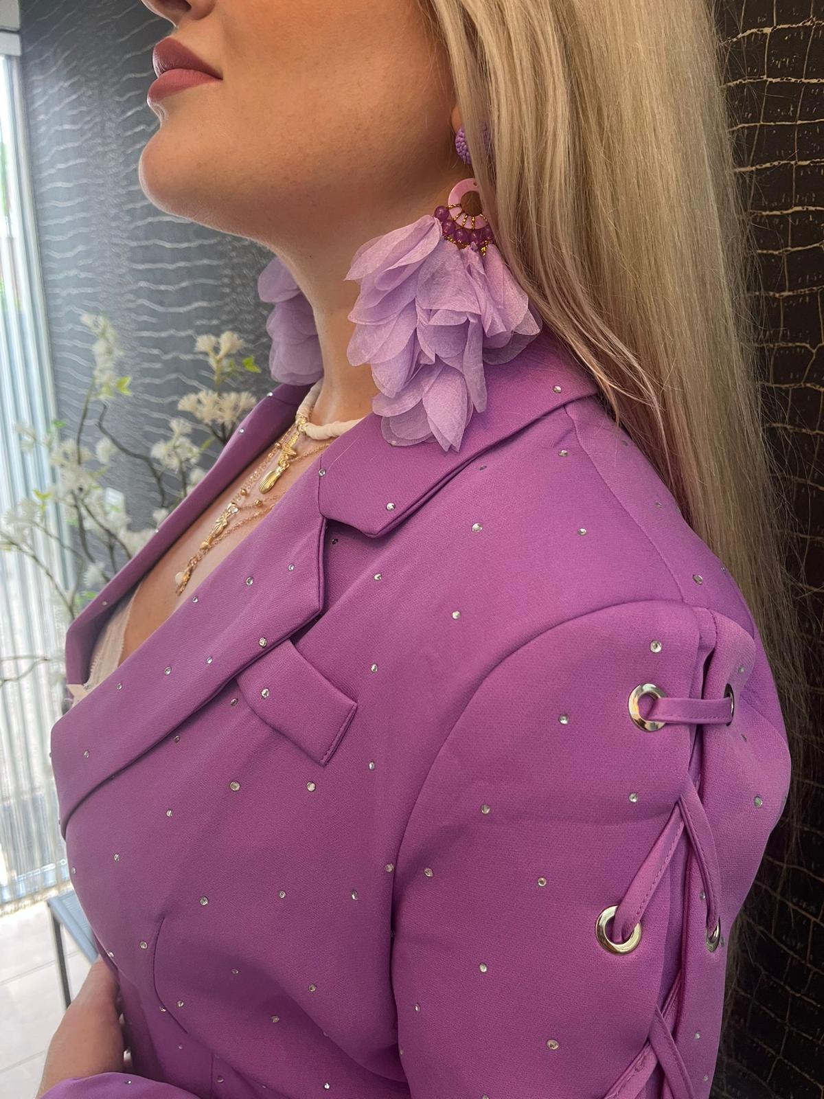 Purple Statement Blazer – Sparkle & Lace-up